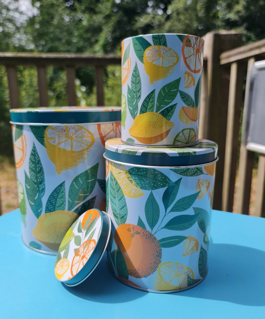 Citrus Round Storage Tins (Set Of 3)