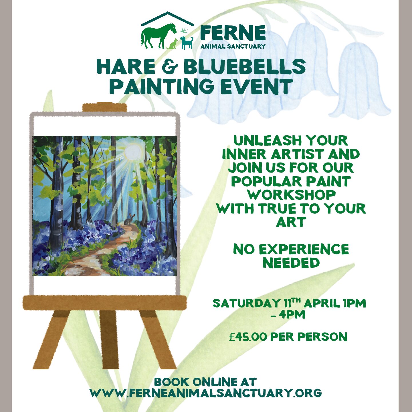 True To Your Art Hare & Bluebell Painting Workshop