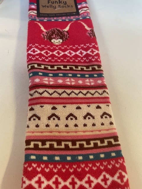 Ladies Highland Cow welly socks