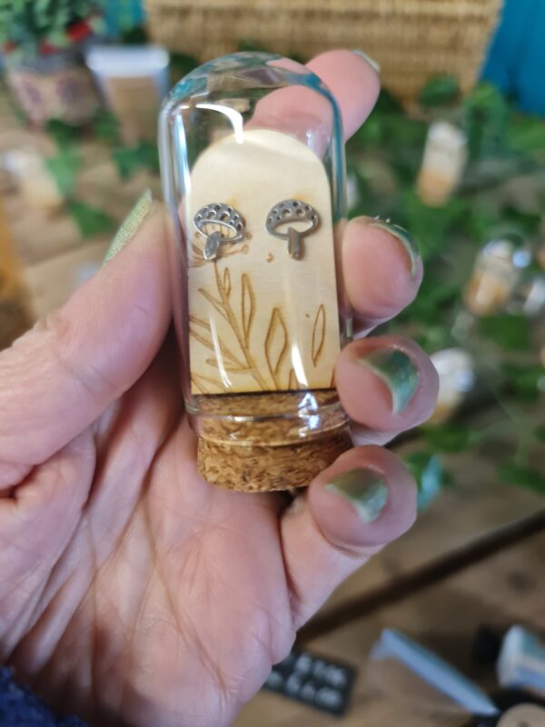 Silver Mushroom Earrings