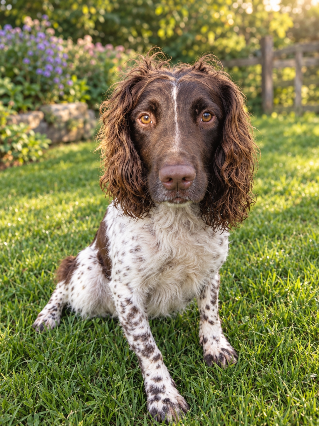 Chaos, a 6 years old male English Springer Spaniel available for adoption from Ferne Animal Sanctuary in Somerset